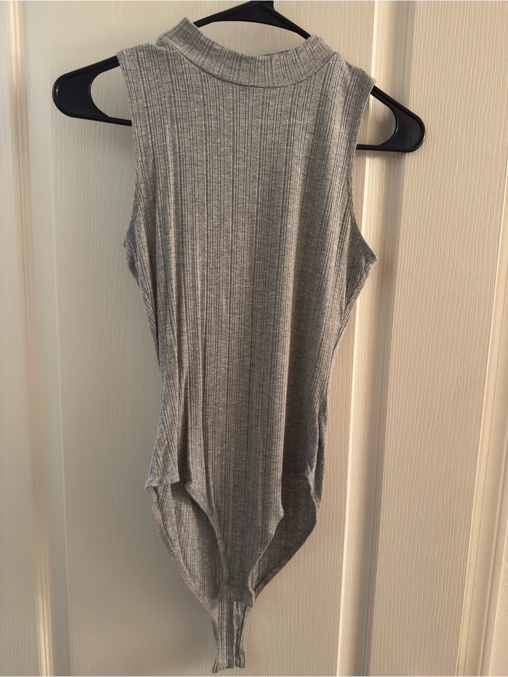 Sleeveless Ribbed Mock Neck Bodysuit - Gray